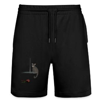 Moonlit tabby and fallen rose - Stanley/Stella Trainer Unisex Organic Jogging Shorts - black - Front - Nik (191cm) & Marisol (170cm)