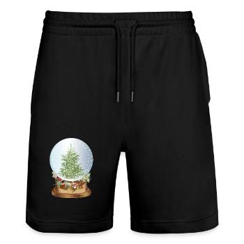 belle boule à neige nostalgique avec sapin de Noël - Short de jogging bio TRAINER Stanley/Stella unisexe - noir - Devant - Nik (191cm) & Marisol (170cm)