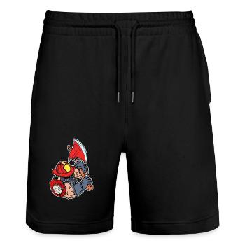 Feuerwehr Brandschutz Lebensretter Feuerwehrmann - Stanley/Stella Unisex Bio Joggingshorts Trainer  - Schwarz - Vorne - Nik (191cm) & Marisol (170cm)