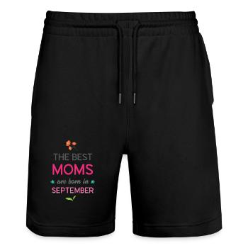 Die besten Mütter werden im September geboren - Stanley/Stella Unisex Bio Joggingshorts Trainer  - Schwarz - Vorne - Nik (191cm) & Marisol (170cm)