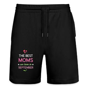 Die besten Mütter werden im September geboren - Stanley/Stella Unisex Bio Joggingshorts Trainer  - Schwarz - Vorne - Nik (191cm) & Marisol (170cm)