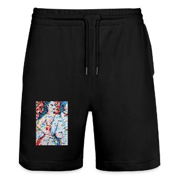 Escort Mädchen - Stanley/Stella Unisex Bio Joggingshorts Trainer  - Schwarz - Vorne - Nik (191cm) & Marisol (170cm)