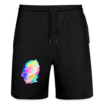 Shell - Stanley/Stella Trainer Unisex Organic Jogging Shorts - black - Front - Nik (191cm) & Marisol (170cm)
