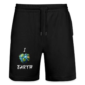 Ich liebe das Licht der Erde - Stanley/Stella Unisex Bio Joggingshorts Trainer  - Schwarz - Vorne - Nik (191cm) & Marisol (170cm)