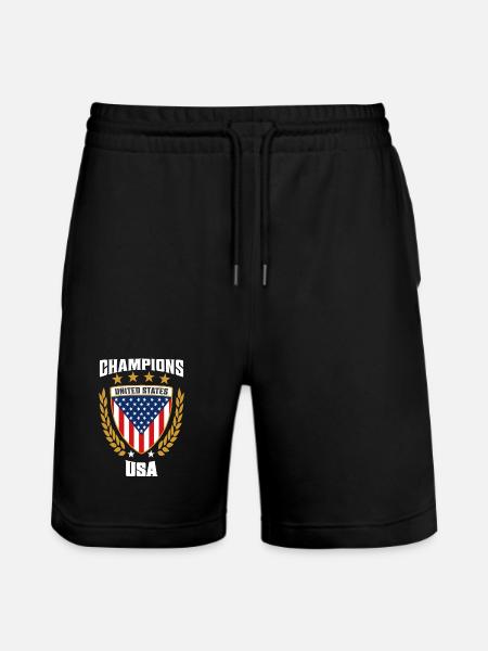 Champions USA - Celebrate American pride - Stanley/Stella Trainer Unisex Organic Jogging Shorts - black