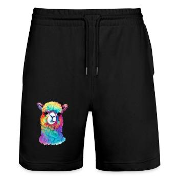 Alpaca - Stanley/Stella Trainer Unisex Organic Jogging Shorts - black - Front - Nik (191cm) & Marisol (170cm)
