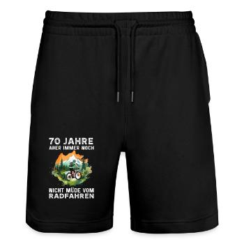 70 Geburtstag Radfahrer Bike Fahrradfahrer - Stanley/Stella Unisex Bio Joggingshorts Trainer  - Schwarz - Vorne - Nik (191cm) & Marisol (170cm)