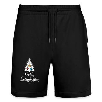 frohe weihnachten tannenbaum tanne icon Christbaum - Stanley/Stella Unisex Bio Joggingshorts Trainer  - Schwarz - Vorne - Nik (191cm) & Marisol (170cm)