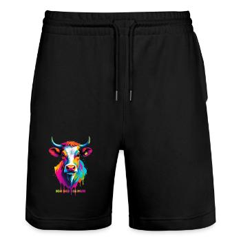 Süße bunte Kuh - Stanley/Stella Unisex Bio Joggingshorts Trainer  - Schwarz - Vorne - Nik (191cm) & Marisol (170cm)