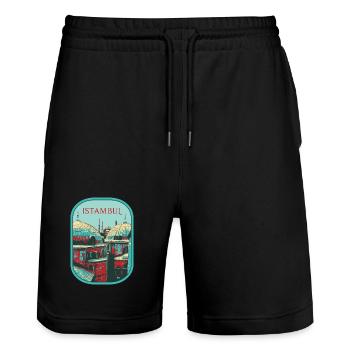 Majestät von Istanbul: Erhabene Moschee - Stanley/Stella Unisex Bio Joggingshorts Trainer  - Schwarz - Vorne - Nik (191cm) & Marisol (170cm)