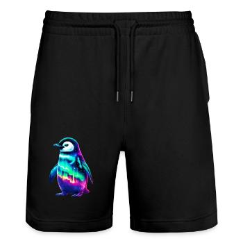 Aurora Borealis Pinguin - Stanley/Stella Unisex Bio Joggingshorts Trainer  - Schwarz - Vorne - Nik (191cm) & Marisol (170cm)