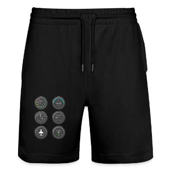 Airplane Flight Instruments - Stanley/Stella Trainer Unisex Organic Jogging Shorts - black - Front - Nik (191cm) & Marisol (170cm)