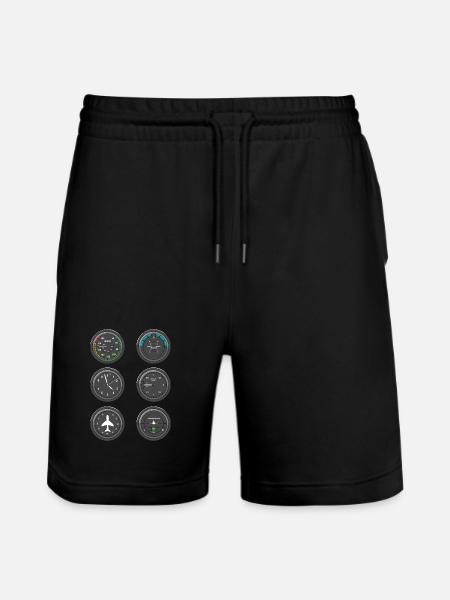 Airplane Flight Instruments - Stanley/Stella Trainer Unisex Organic Jogging Shorts - black