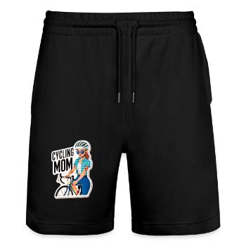 Radfahren Mama Empowerment Aufkleber - Stanley/Stella Unisex Bio Joggingshorts Trainer  - Schwarz - Vorne - Nik (191cm) & Marisol (170cm)