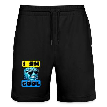 Ice - Stanley/Stella Trainer Unisex Organic Jogging Shorts - black - Front - Nik (191cm) & Marisol (170cm)