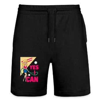 Golfball und Gartenschlauch saugen - Stanley/Stella Unisex Bio Joggingshorts Trainer  - Schwarz - Vorne - Nik (191cm) & Marisol (170cm)