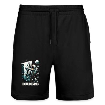 Bouldern Astronaut Raumfahrer Geschenk - Stanley/Stella Unisex Bio Joggingshorts Trainer  - Schwarz - Vorne - Nik (191cm) & Marisol (170cm)