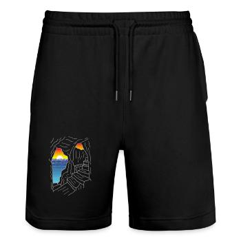 Treppe zum Paradies - Stanley/Stella Unisex Bio Joggingshorts Trainer  - Schwarz - Vorne - Nik (191cm) & Marisol (170cm)