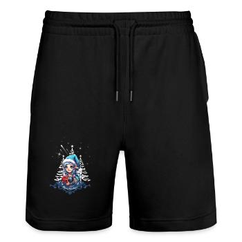 Elfe joyeux - Short de jogging bio TRAINER Stanley/Stella unisexe - noir - Devant - Nik (191cm) & Marisol (170cm)