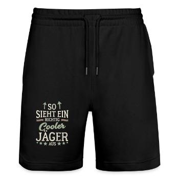So sieht ein richtig cooler Jäger aus Jagd - Stanley/Stella Unisex Bio Joggingshorts Trainer  - Schwarz - Vorne - Nik (191cm) & Marisol (170cm)