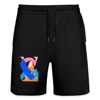 Verknotet mit dem Leben - Stanley/Stella Unisex Bio Joggingshorts Trainer  - Schwarz - Vorne - Nik (191cm) & Marisol (170cm)