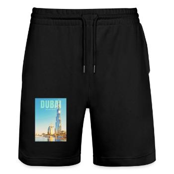 Horizon de Dubaï – Métropole du désert - Short de jogging bio TRAINER Stanley/Stella unisexe - noir - Devant - Nik (191cm) & Marisol (170cm)