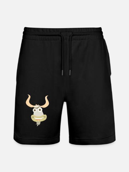 Cheerful illustration of a yak's head - Stanley/Stella Trainer Unisex Organic Jogging Shorts - black