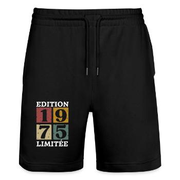 Limited edition 1975 born in 1975 - Stanley/Stella Trainer Unisex Organic Jogging Shorts - black - Front - Nik (191cm) & Marisol (170cm)