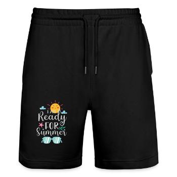Ich bin bereit für den Sommer - Stanley/Stella Unisex Bio Joggingshorts Trainer  - Schwarz - Vorne - Nik (191cm) & Marisol (170cm)