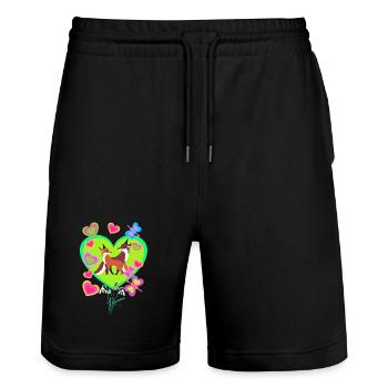 Retro Fox Foxes Vintage 80s 90s Vixen - Stanley/Stella Trainer Unisex Organic Jogging Shorts - black - Front - Nik (191cm) & Marisol (170cm)