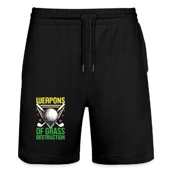 Golf - Weapons of Grass Destruction - Stanley/Stella Trainer Unisex Organic Jogging Shorts - black - Front - Nik (191cm) & Marisol (170cm)