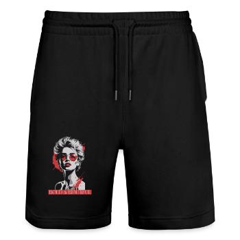 Weibliche Pop-Art-Ikone mit rotem Akzent - Stanley/Stella Unisex Bio Joggingshorts Trainer  - Schwarz - Vorne - Nik (191cm) & Marisol (170cm)