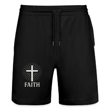 faith tee shirt - Short de jogging bio TRAINER Stanley/Stella unisexe - noir - Devant - Nik (191cm) & Marisol (170cm)