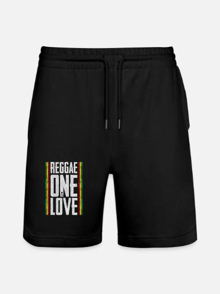 Reggae Love Design with African Stripes - Stanley/Stella Trainer Unisex Organic Jogging Shorts - black