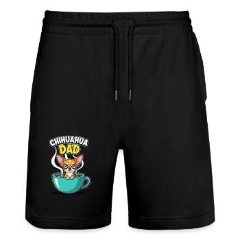 Chihuahua Papa Café Motif Drôle de Chien Propriétaire - Short de jogging bio TRAINER Stanley/Stella unisexe - noir - Devant - Nik (191cm) & Marisol (170cm)
