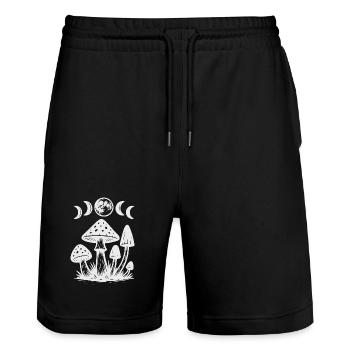 Mushroom Night Myth Design, Moon Phases, Gothic - Stanley/Stella Trainer Unisex Organic Jogging Shorts - black - Front - Nik (191cm) & Marisol (170cm)