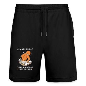 Gingerbread Christmas Gingerbread Man Gingerbread - Stanley/Stella Trainer Unisex Organic Jogging Shorts - black - Front - Nik (191cm) & Marisol (170cm)