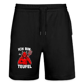 Costume de diable Halloween Horreur Carnaval - Short de jogging bio TRAINER Stanley/Stella unisexe - noir - Devant - Nik (191cm) & Marisol (170cm)