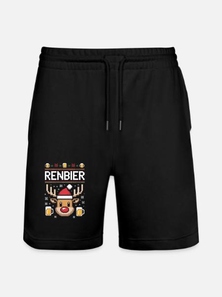 Beer Mug Reindeer Christmas - Stanley/Stella Trainer Unisex Organic Jogging Shorts - black