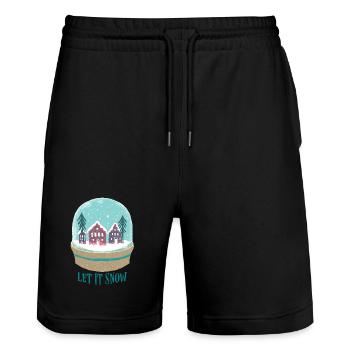 Le village des boules de neige en hiver - Short de jogging bio TRAINER Stanley/Stella unisexe - noir - Devant - Nik (191cm) & Marisol (170cm)