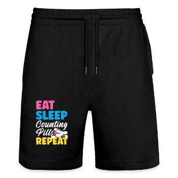 Pharmacist Pharmaceutical Technical - Stanley/Stella Trainer Unisex Organic Jogging Shorts - black - Front - Nik (191cm) & Marisol (170cm)