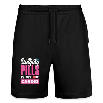 Pharmacist Pharmaceutical Technical - Stanley/Stella Trainer Unisex Organic Jogging Shorts - black - Front - Nik (191cm) & Marisol (170cm)