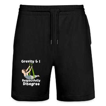 Drôle de yoga aérien Gravity Désaccord Art Tee - Short de jogging bio TRAINER Stanley/Stella unisexe - noir - Devant - Nik (191cm) & Marisol (170cm)