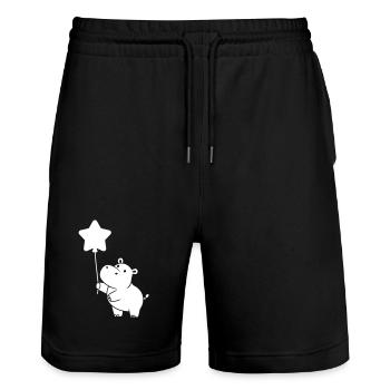 Nilpferd Stern Ballon Silhouette - Stanley/Stella Unisex Bio Joggingshorts Trainer  - Schwarz - Vorne - Nik (191cm) & Marisol (170cm)