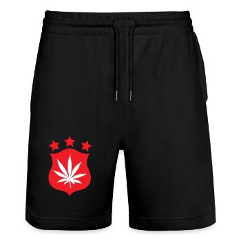 Cannabis - Weed - Legalize - Short de jogging bio TRAINER Stanley/Stella unisexe - noir - Devant - Nik (191cm) & Marisol (170cm)