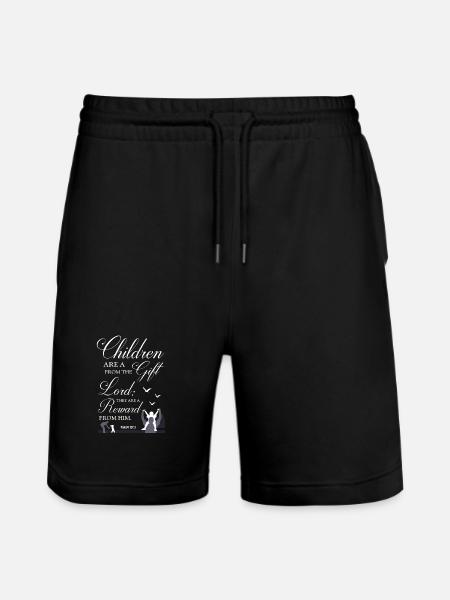 Children Are A Gift Bible Verse - Stanley/Stella Trainer Unisex Organic Jogging Shorts - black