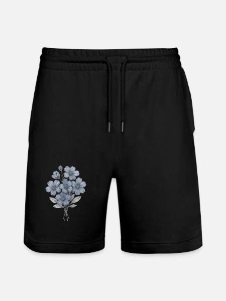 Blaues Blumenbouquet Aquarell - Stanley/Stella Unisex Bio Joggingshorts Trainer  - Schwarz