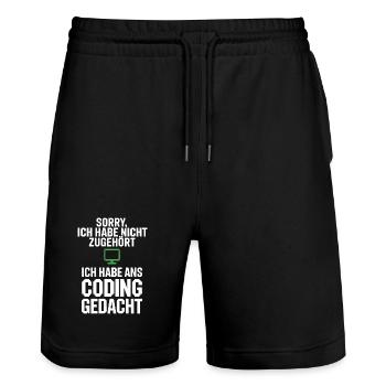 Désolé, j’ai pensé à coder - Short de jogging bio TRAINER Stanley/Stella unisexe - noir - Devant - Nik (191cm) & Marisol (170cm)