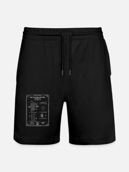 Electric Battery Blueprint Diagram - Stanley/Stella Trainer Unisex Organic Jogging Shorts - black