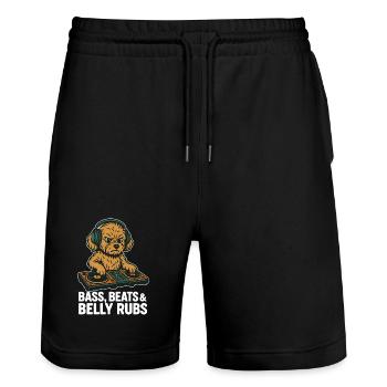 DJ Maltipoo: Bass, Beats & Belly Rubs Retro Design - Stanley/Stella Trainer Unisex Organic Jogging Shorts - black - Front - Nik (191cm) & Marisol (170cm)